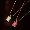 Hyacinth original design, Douyin Live Streaming bestseller, retro Hong Kong-style necklace, women's fashion and elegance, natural stone pendant collarbone chain Specification image